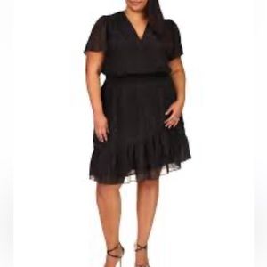 Michael Kors dress black with metallic silver thread 1x